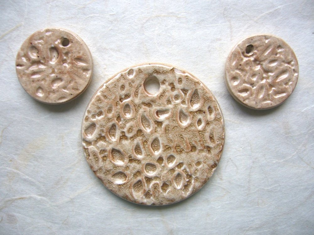 Pebbles On The Beach Ceramic Pendant And Earring Set