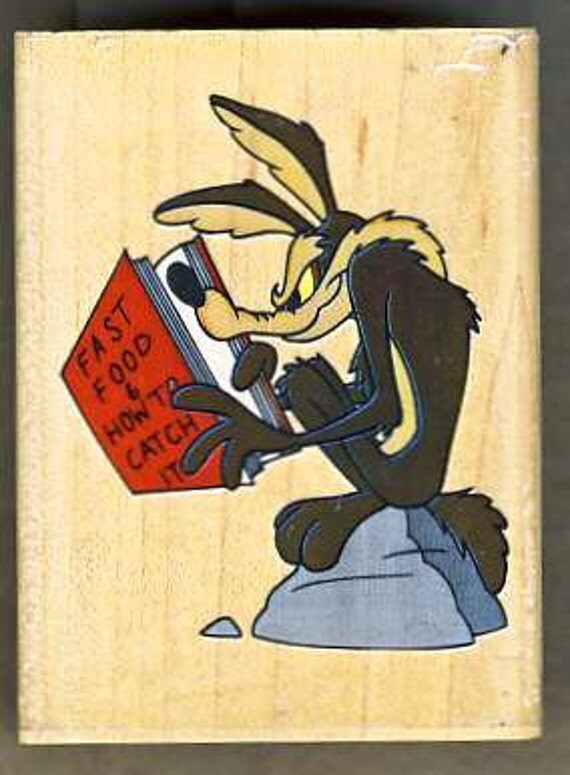 Wile E Coyote Rubber Stamp Looney Tunes Road Runner Wood