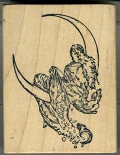 Woman on Moon Goddess Rubber Stamp by Alice in Rubberland Jack Keely