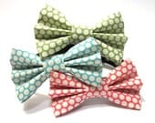 Dog Collar Bow Tie - Choose Green, Blue, or Pink Polka Dots