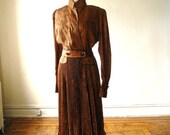 VINTAGE 1980s Plus Size Silk Pleated Dress