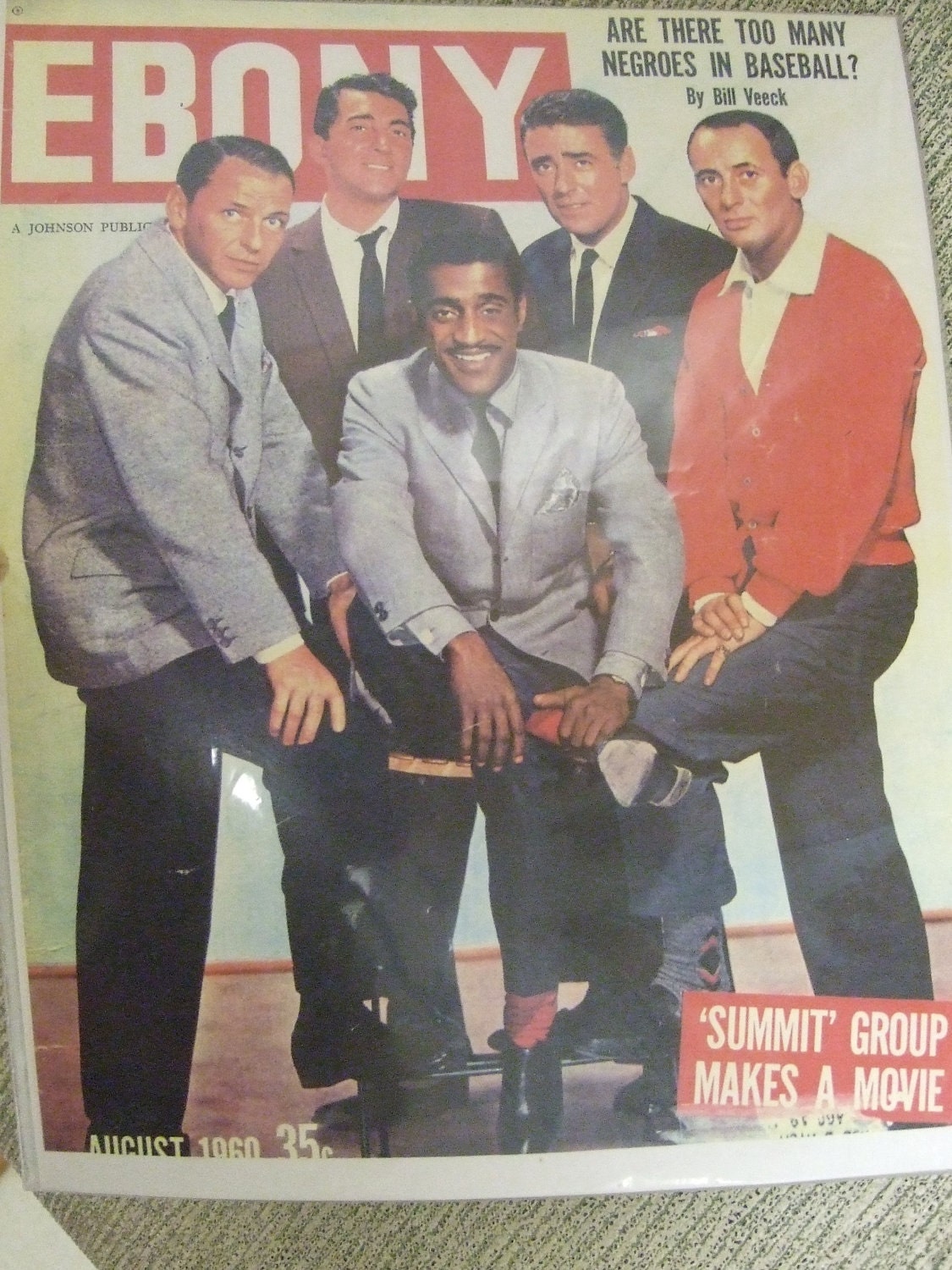 Vintage August 1960 Cover of Ebony Magazine Rat Pack