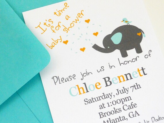 Elephant Baby Shower Invitation Il_570xn