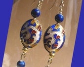 Blue Cloisonne Dragon Drop Earrings