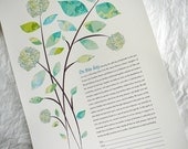 Hydrangea Ketubah, Anniversary, Commitment illuminated contract