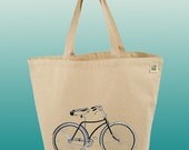 Canvas Tote Bag-Large Carry All Recycled Organic Tote- Bike 1