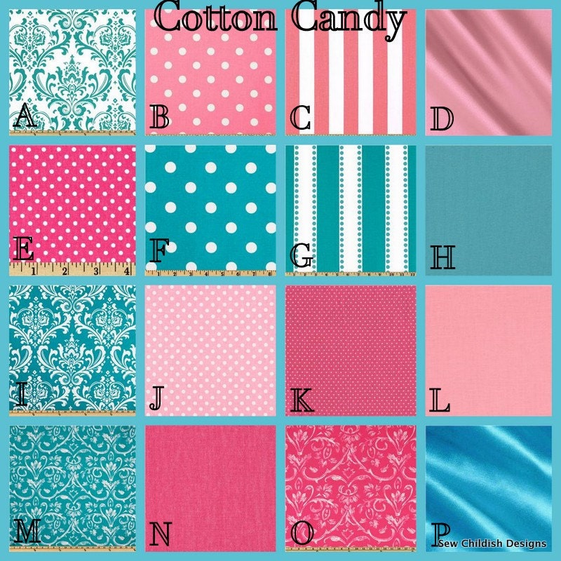 Custom Crib Bedding - 2 piece set in Cotton Candy  Bumpers/Straight Box Skirt