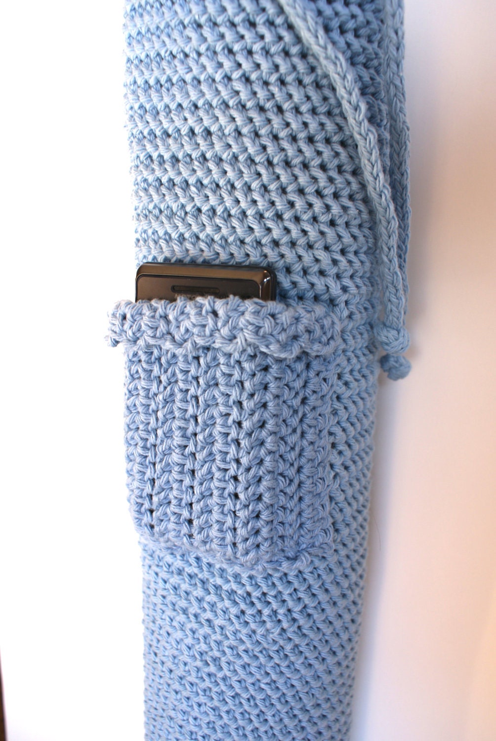 Crochet Yoga Mat Bag Tote  Blue with Pocket