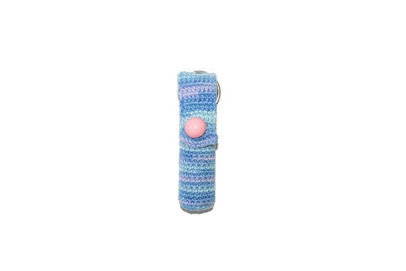 Lip Balm Holder Blue and Purple Crochet