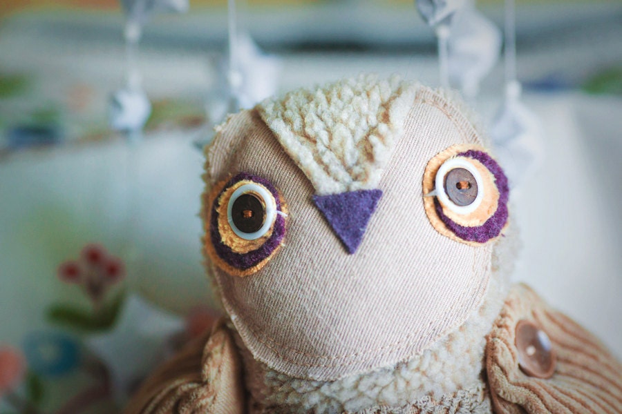 RESERVED FOR KATHY. Do not purchase if you are not this customer.Owly owl's  cousin, soft  art toy by Wassupbrothers