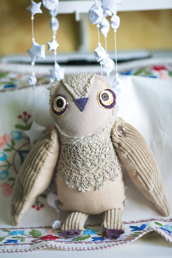 RESERVED FOR KATHY. Do not purchase if you are not this customer.Owly owl's  cousin, soft  art toy by Wassupbrothers