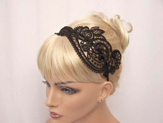 Anemone lace headband black