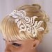 Delphinium lace headband ivory