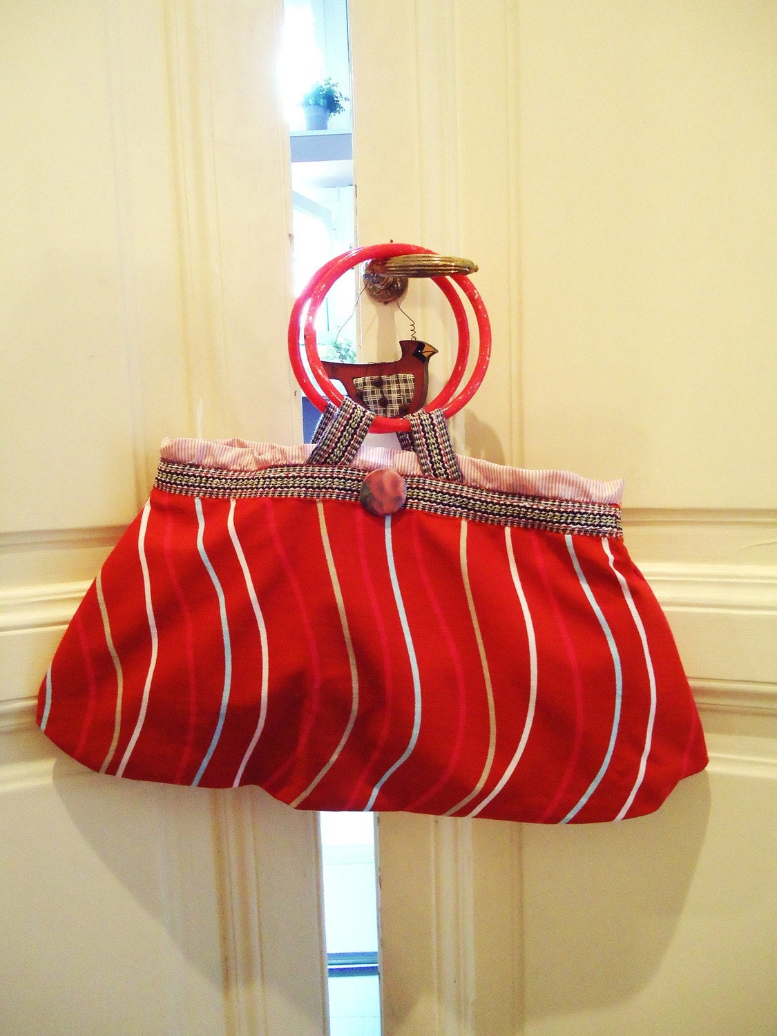 red (loves) stripes bag
