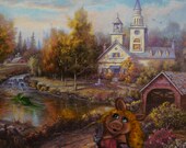 Swine Flu. Altered Original painting- free shipping