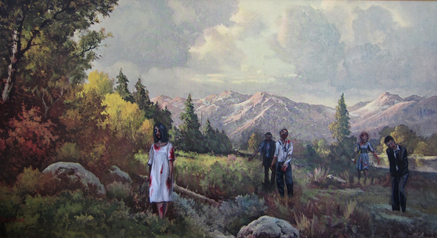 Zombies walking- 11 x 17 in. print (free shipping)