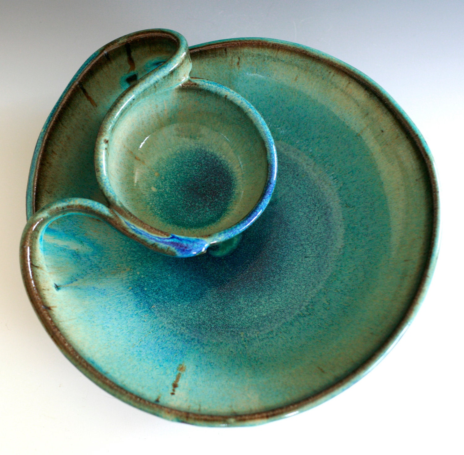 Chip and Dip, handmade ceramic dish