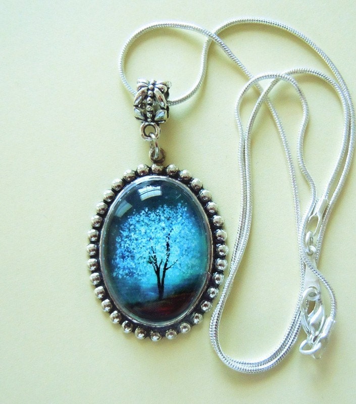 Sapphire Wind -- Wearable Art Cameo Necklace