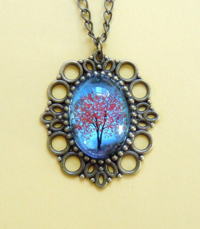 Maple Fall -- Wearable Art Cameo Necklace