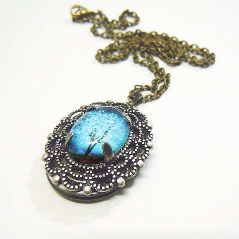 Sapphire Wind  -- Small Wearable Art Locket