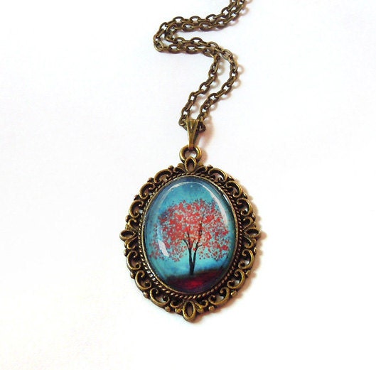 Maple Fall -- Wearable Art Cameo Necklace