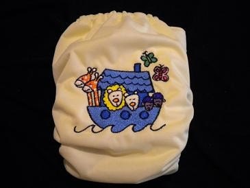Noah's Ark embroidered cloth diaper