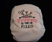 Princess embroidered cloth diaper