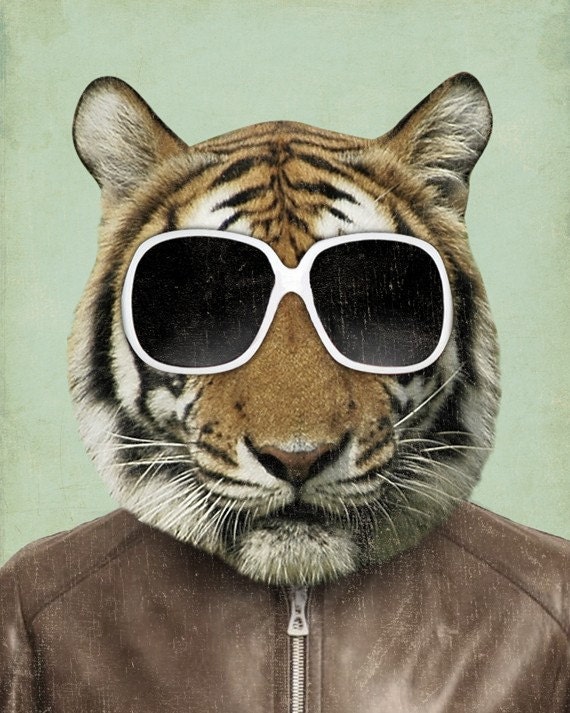 The Cool Tiger in Sunglasses 8x10 Art Print