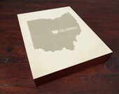 I Love Columbus Ohio 8x10 Wood Block Art Print - Ohio State City Heart