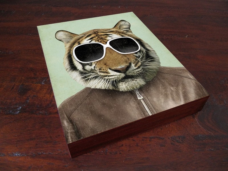 The Cool Tiger - Wood Block Print