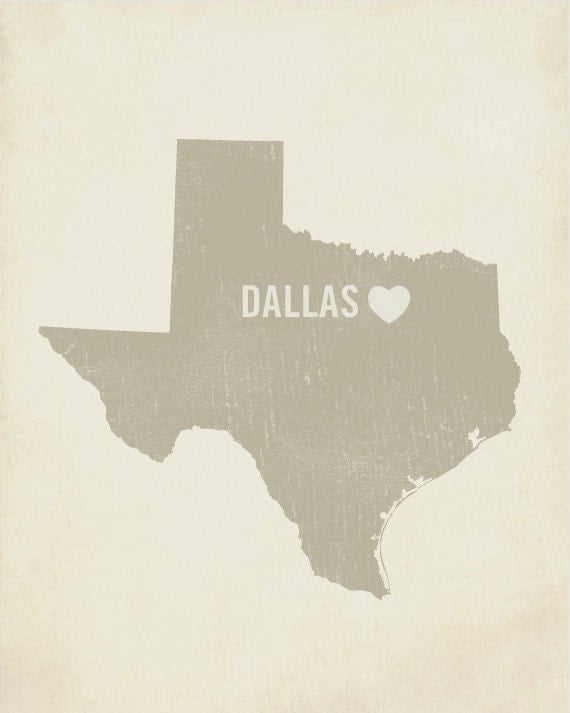 I Love Dallas 8x10 Art Print - Texas City Heart