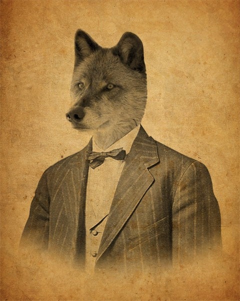 Wolf in a Suit Portrait 8x10 Art Print