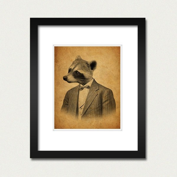 Raccoon in a Suit Portrait 8x10 Art Print