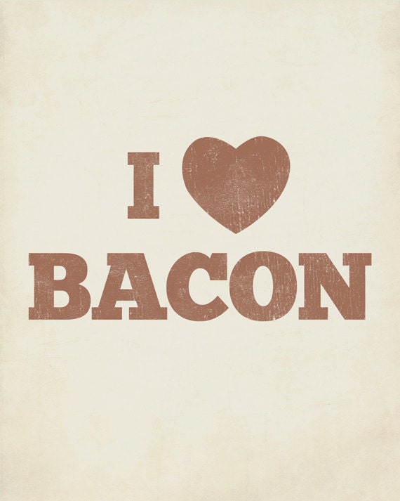 I Love Bacon - Wood Block Art Print