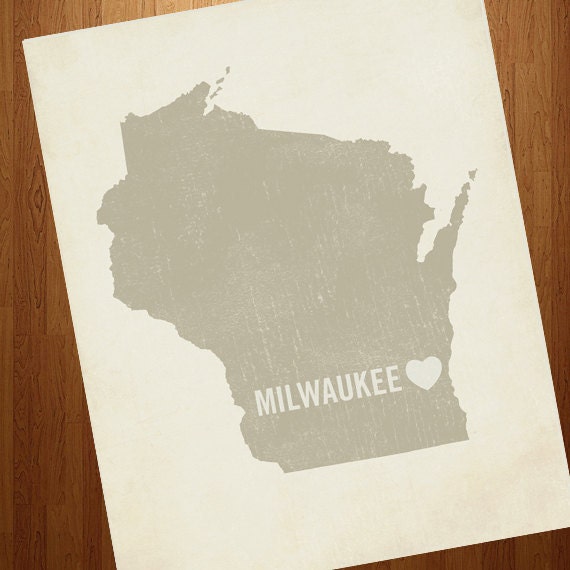 I Love Milwaukee 8x10 Art Print - Wisconsin City State Heart