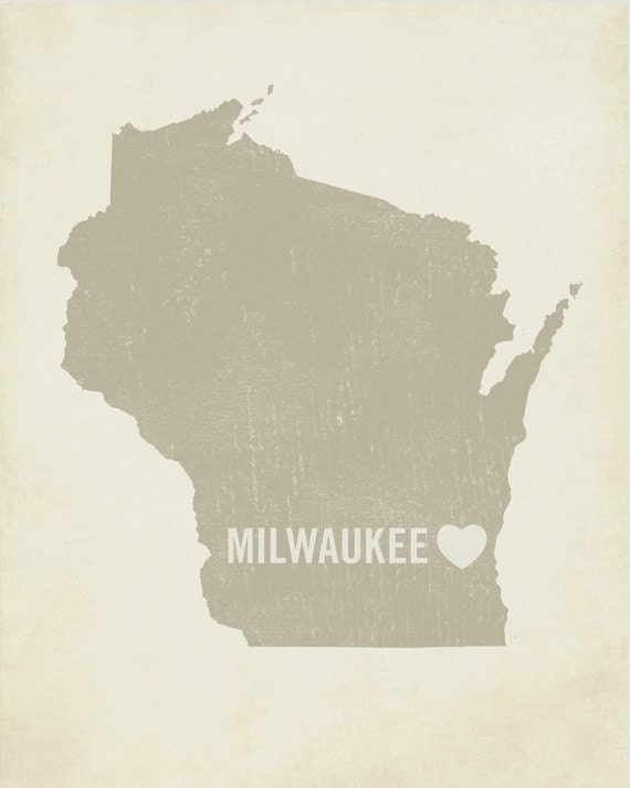 I Love Milwaukee 8x10 Art Print - Wisconsin City State Heart