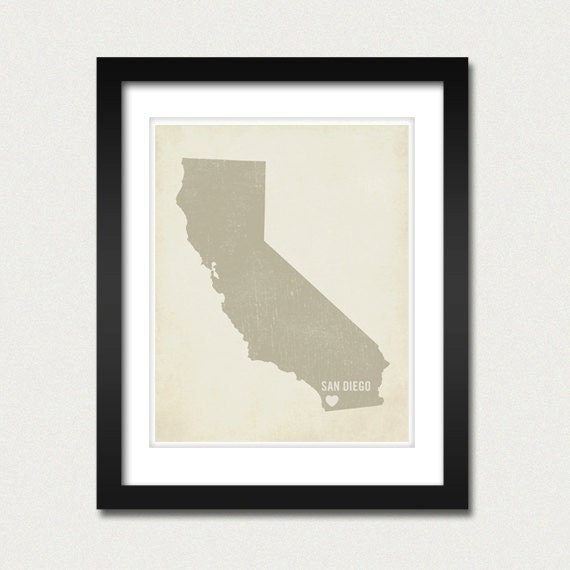 I Love San Diego 8x10 Art Print - California City State Heart