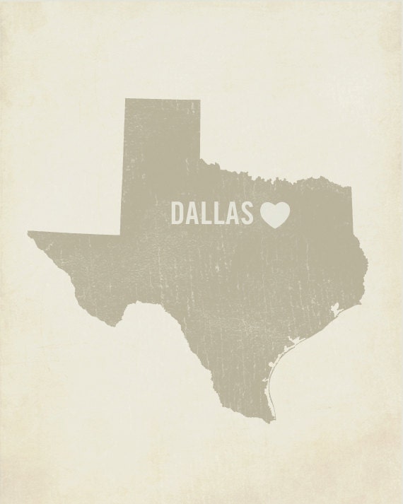 I Love Dallas 8x10 Art Print - Texas City Heart