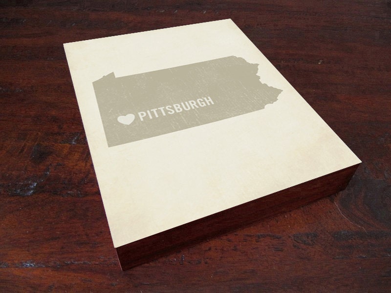 I Love Pittsburgh - Wood Block Art Print