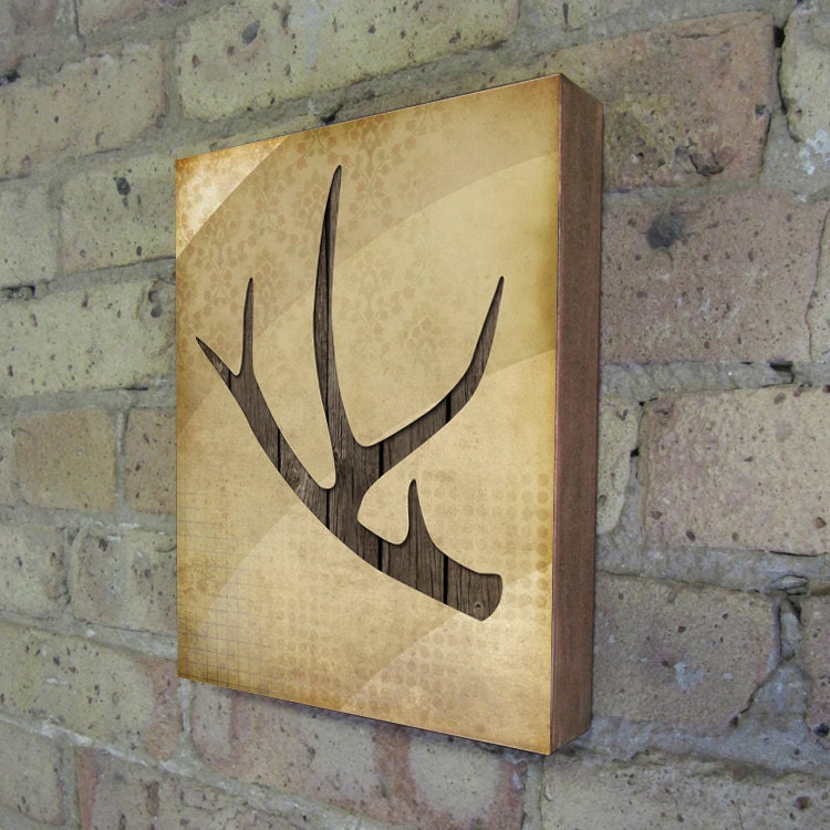 Deer Antler - Wood Block Art Print
