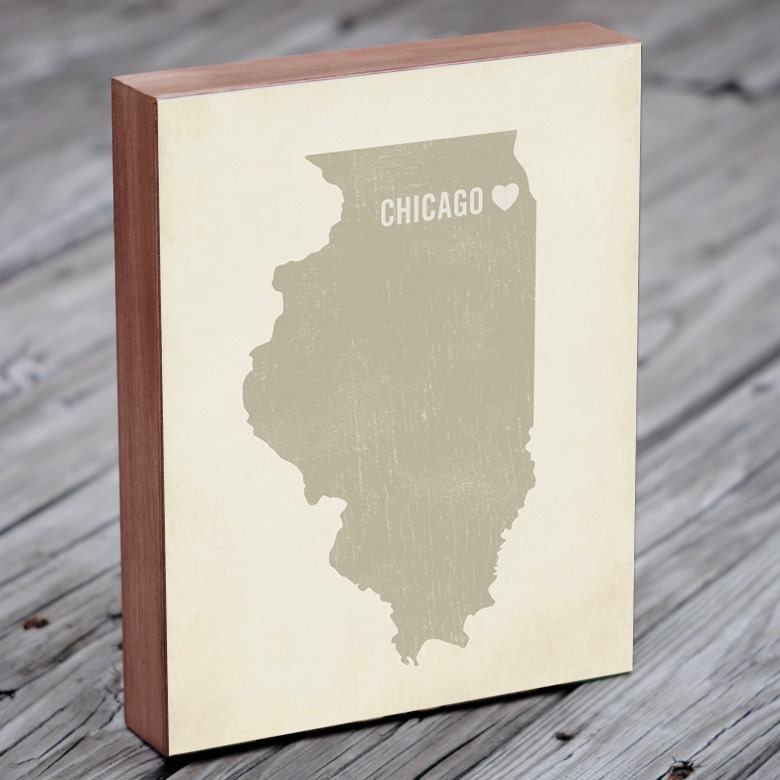 Customized City State Heart - Wood Block Art Print