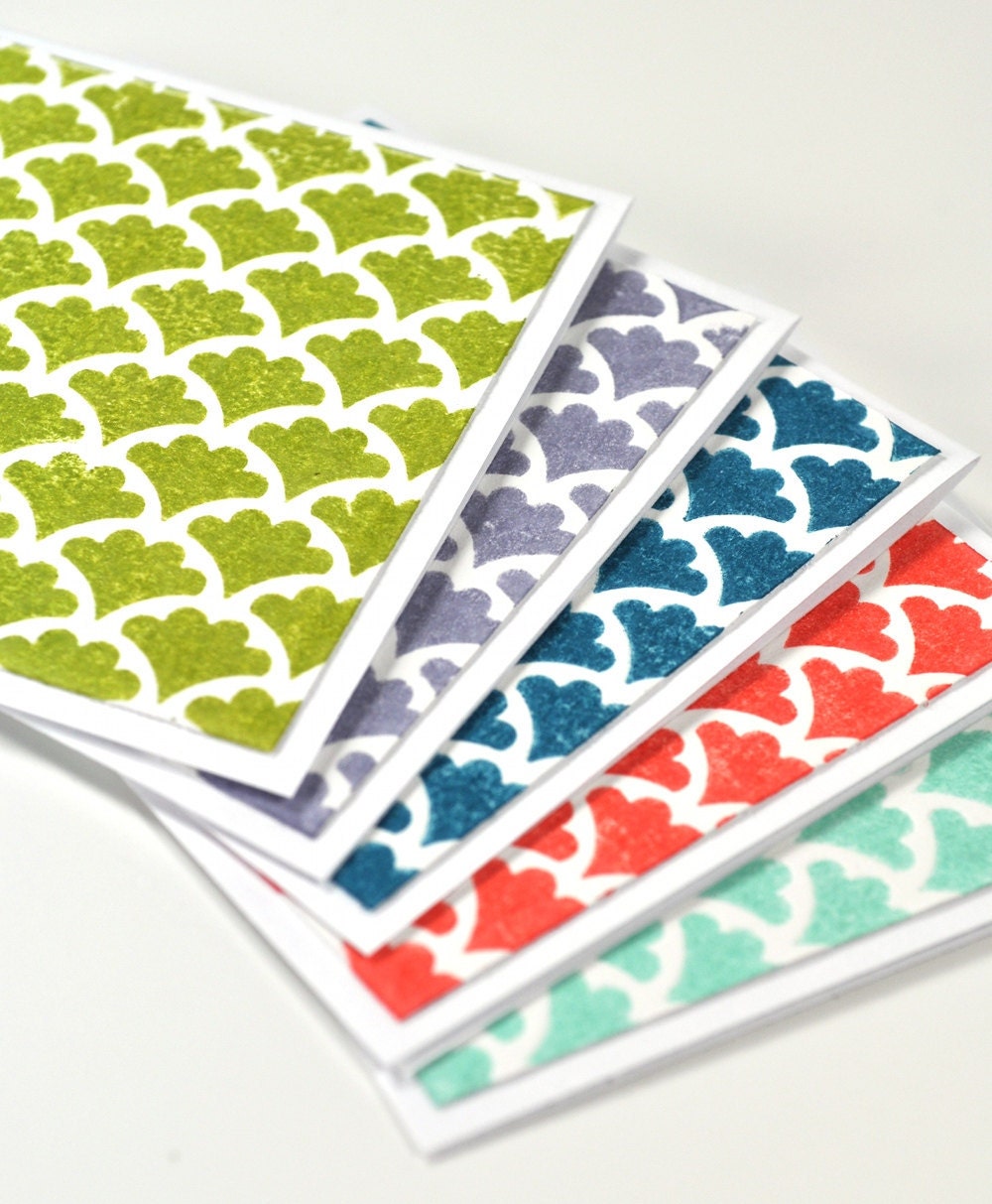 Fancy Fan Letterpress Mini Cards Set of 5