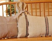 Vintage french blue grain sack pillow collection