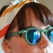 Vintage Round Sunglasses / Green Framed Reflective Sunglasses