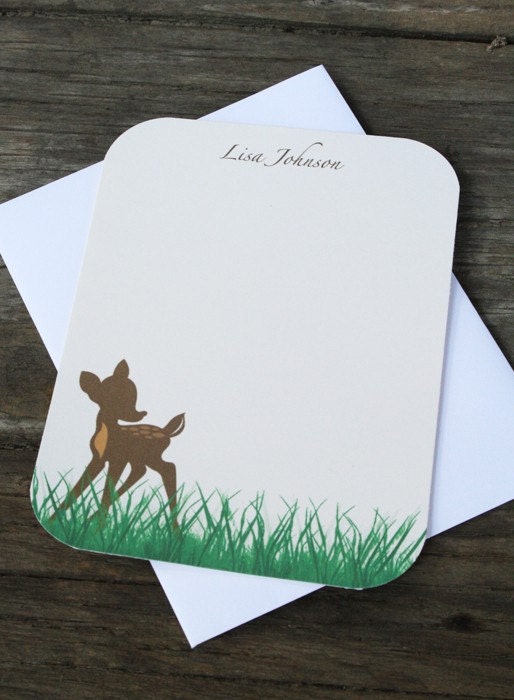 Personalized Fawn Stationery - Set of 12