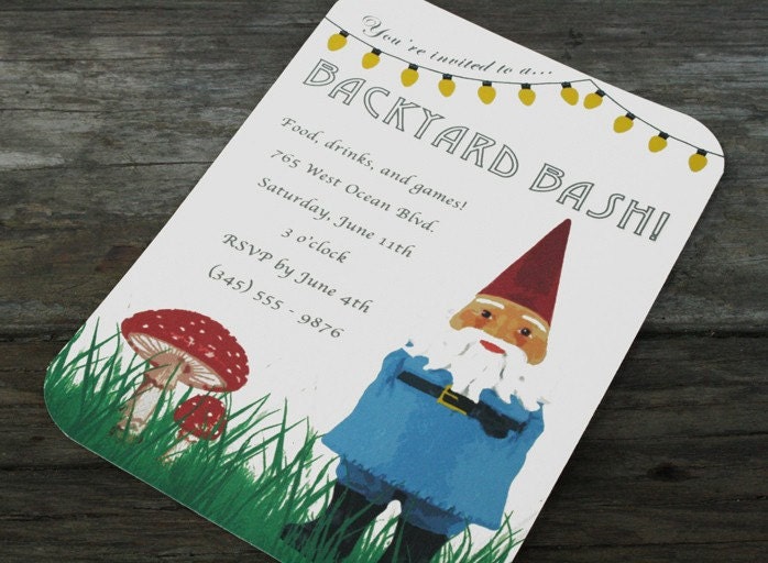 Personalized Backyard Party Invitations - Set of 12