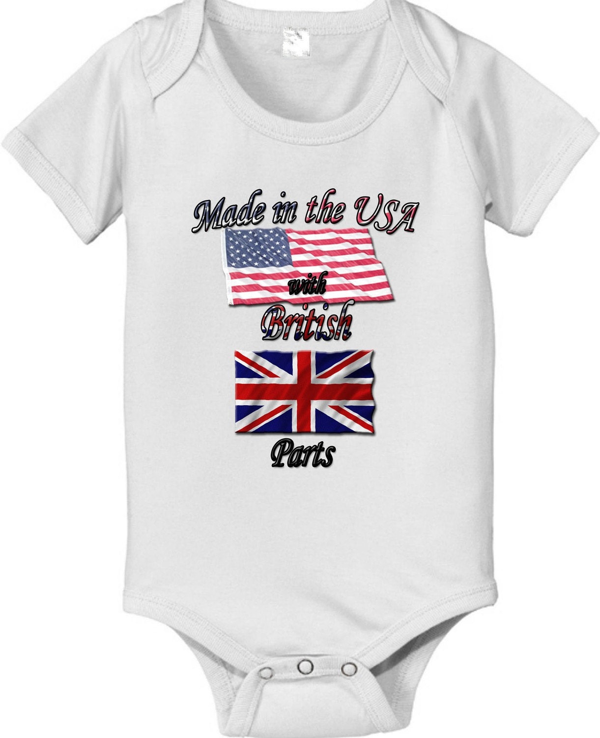Made in the USA with British Parts baby infant bodysuit