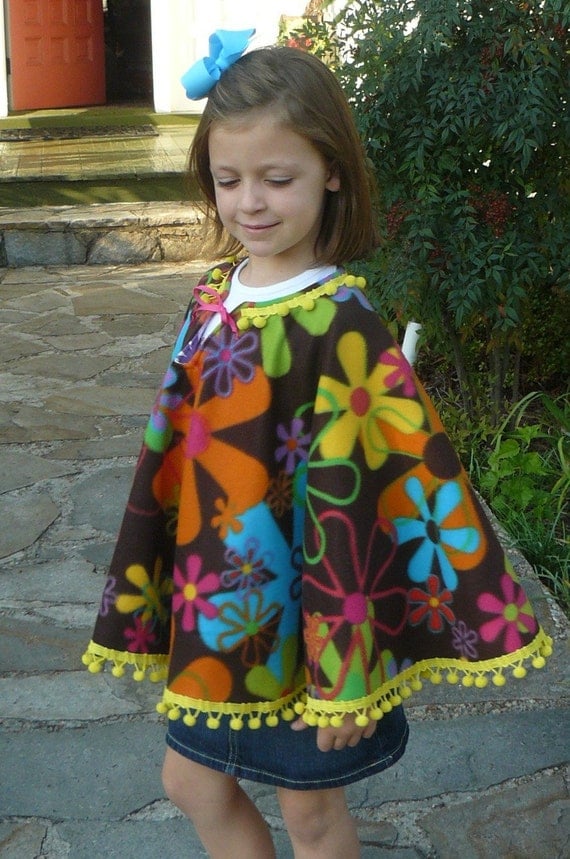 70's Retro Flower Poncho