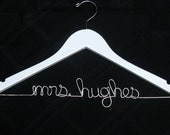 White Personalized "Mrs" Wedding Dress Hanger for Brides - Dawn's Craft Store