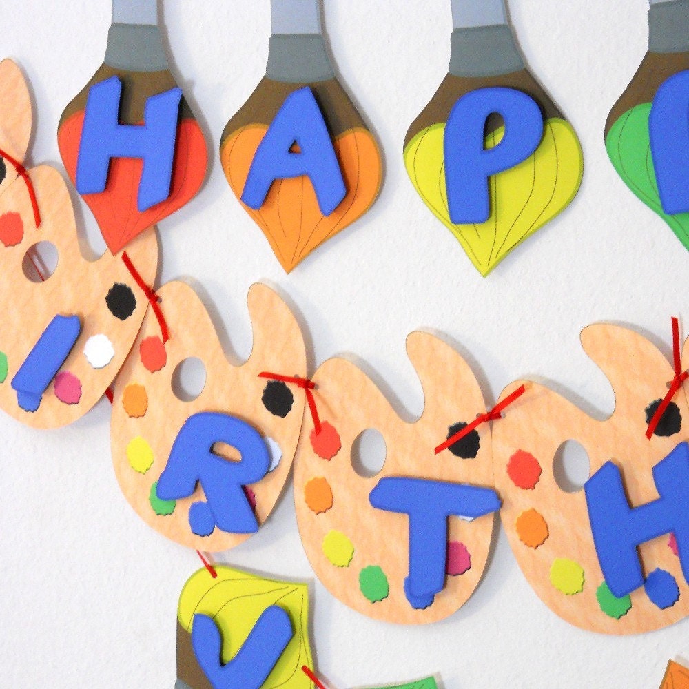 Art Birthday Party, Craft Birthday Party, Paint Birthday Party 2-D Banner Custom Message(20 letters)